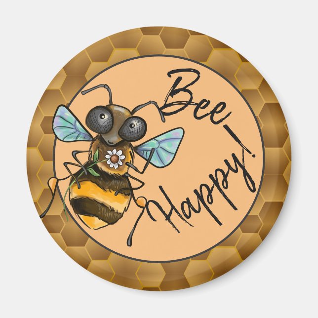 Seien Sie glücklich, Adorable Honeybiene Magnet (Vorne)