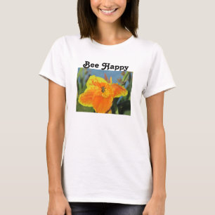 Seien Sie glücklich Bienen Pun Bright Orange Blume T-Shirt