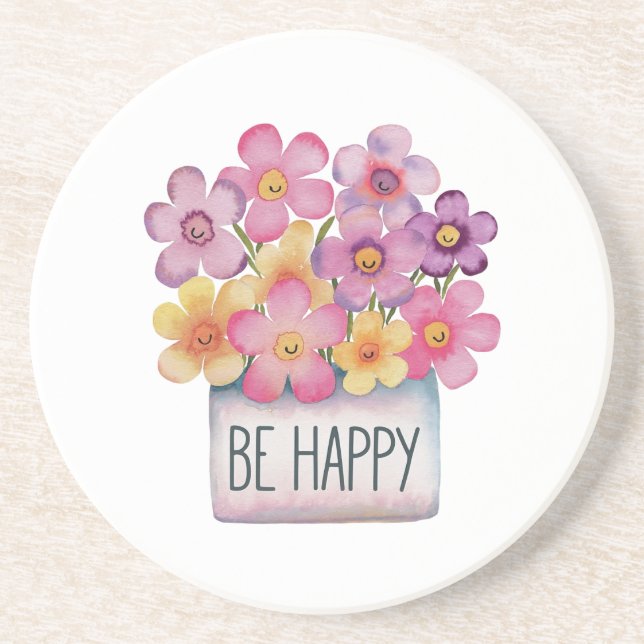 Seien Sie glücklich Getränkeuntersetzer (Vorne)