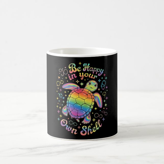 Seien Sie glücklich in Ihrer eigenen Muschel Rainb Kaffeetasse (Mittel)