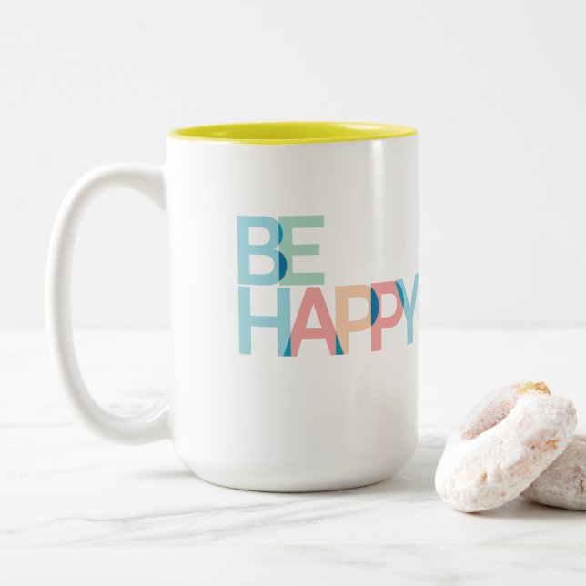 Seien Sie glücklich mit der Zwei-Tone-Tasse Zweifarbige Tasse (Mit Donut)