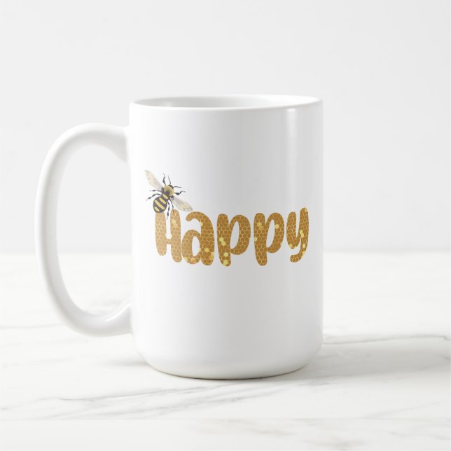 Seien Sie glücklich, Naturbiene liebt Wabenmuster Kaffeetasse (Links)