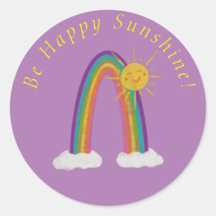 Seien Sie glücklich Sunshine & Rainbow Classic Rou Runder Aufkleber
