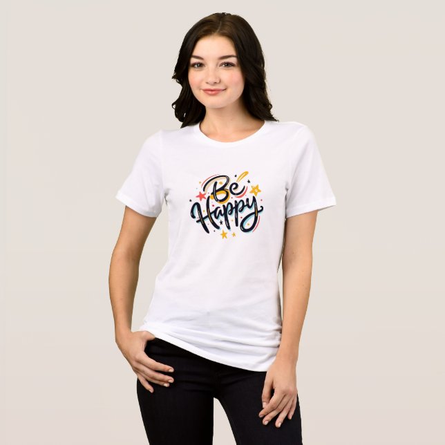 Seien Sie glücklich Tri-Blend Shirt (Vorderseite voll)