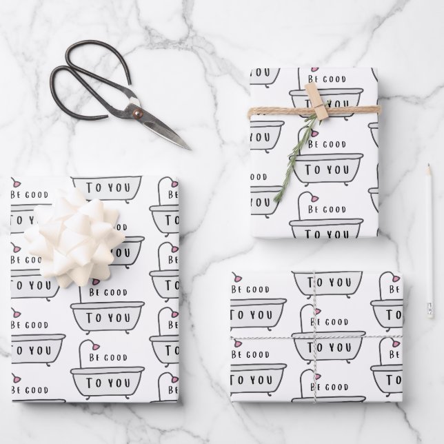 Seien Sie gut, wenn Sie Papierblätter einpacken Geschenkpapier Set (Vorderseite)