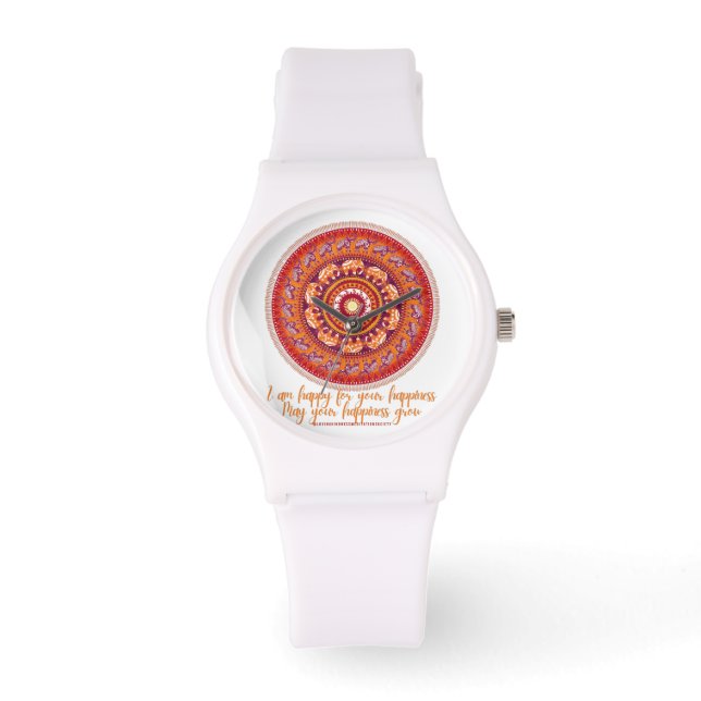 Seien Sie gütig Elefant Mandala Niedlich Elefant L Armbanduhr (Vorderseite)