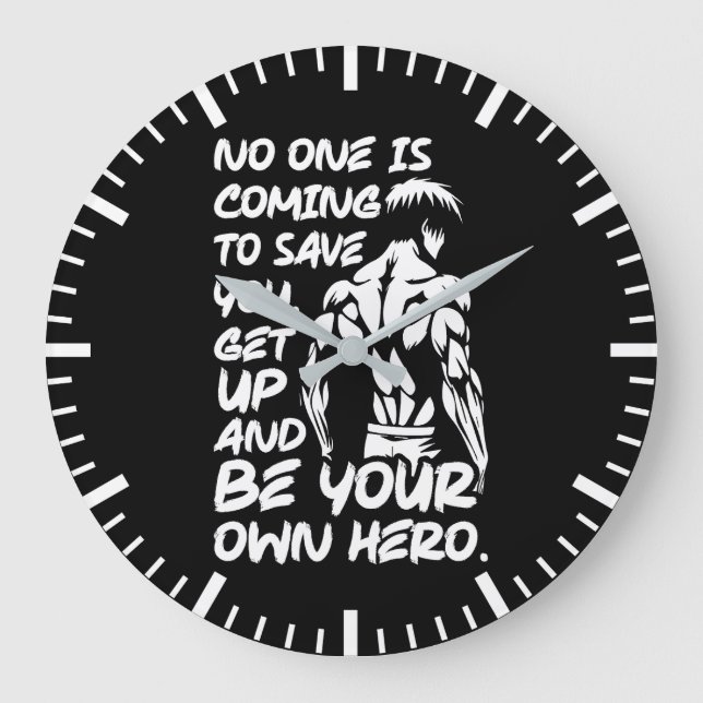Seien Sie Ihr eigener Held - Anime Bodybuilding Gy Große Wanduhr (Vorderseite)