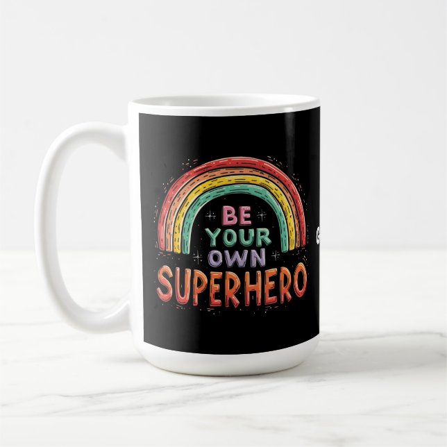 Seien Sie Ihr eigener Superheld mit Inspiration un Kaffeetasse (Links)