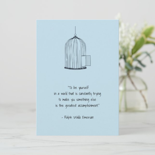 Seien Sie Ihr Emerson Quote Birdcage Karte (Stehend Vorderseite)