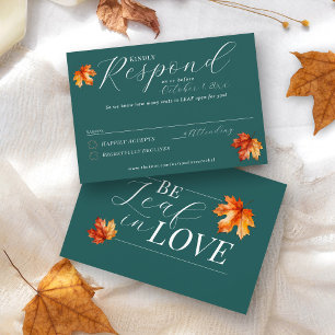 Seien Sie in der Liebe Herbstlaub Aquamarine Rosth RSVP Karte