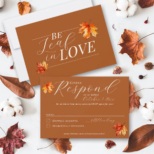 Seien Sie in Liebe Herbstlaub Burnt Orange Hochzei RSVP Karte