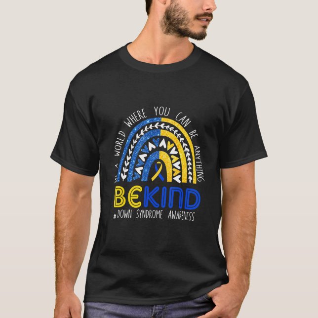 Seien Sie Kind-Down-Syndrom Bewusstsein Rainbow Ri T-Shirt (Vorderseite)