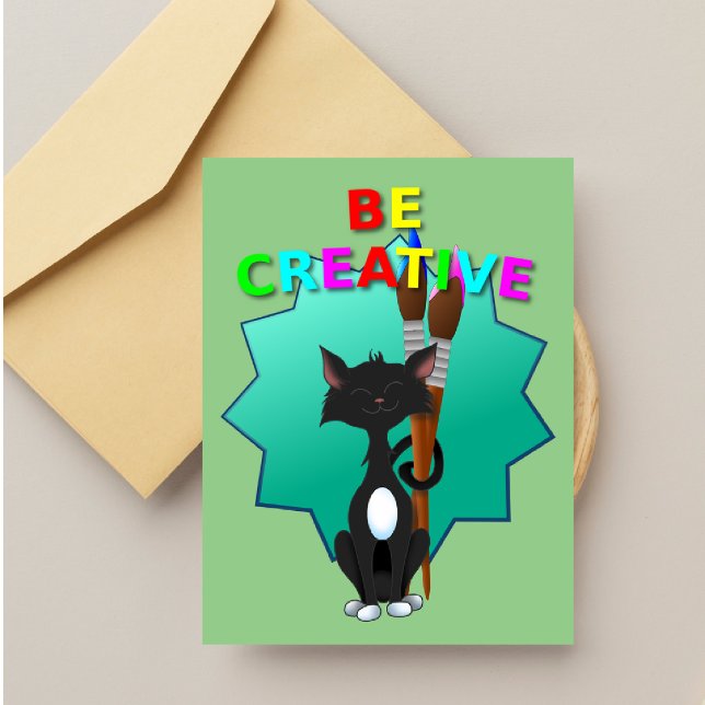 Seien Sie kreative Schwarz-Weiß-Katze Postkarte (Von Creator hochgeladen)