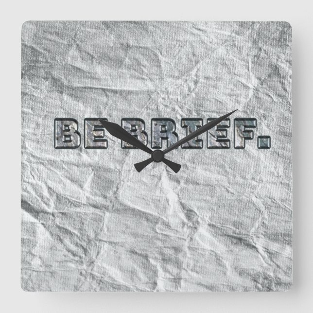 Seien Sie kurz.   Quadratische Wanduhr (Vorderseite)