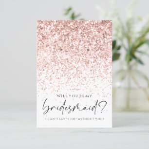Seien Sie mein Bridesmaid Pink Glitzer Earring Hol Dankeskarte
