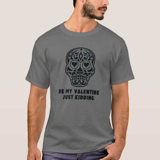 Seien Sie mein Valentine einfach Zucker Herz Schäd T-Shirt (Vorderseite)
