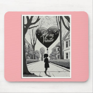 Seien Sie mein Valentine in Manga Style Monochrome Mousepad
