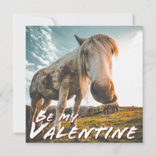 Seien Sie mein Valentine mit dem Blick auf Pferd