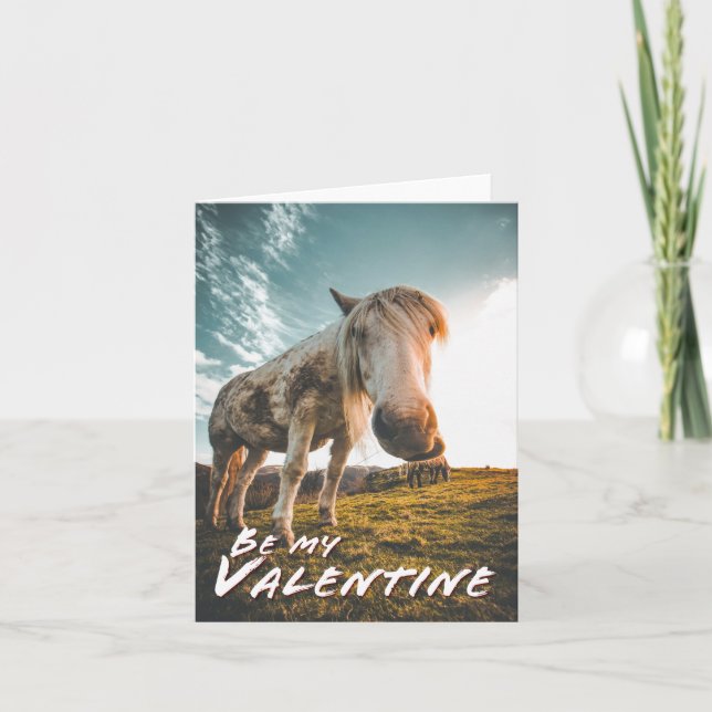 Seien Sie mein Valentine mit dem Blick auf Pferd Karte (Vorderseite)