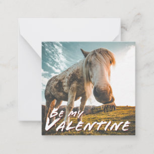 Seien Sie mein Valentine mit dem Blick auf Pferd Mitteilungskarte