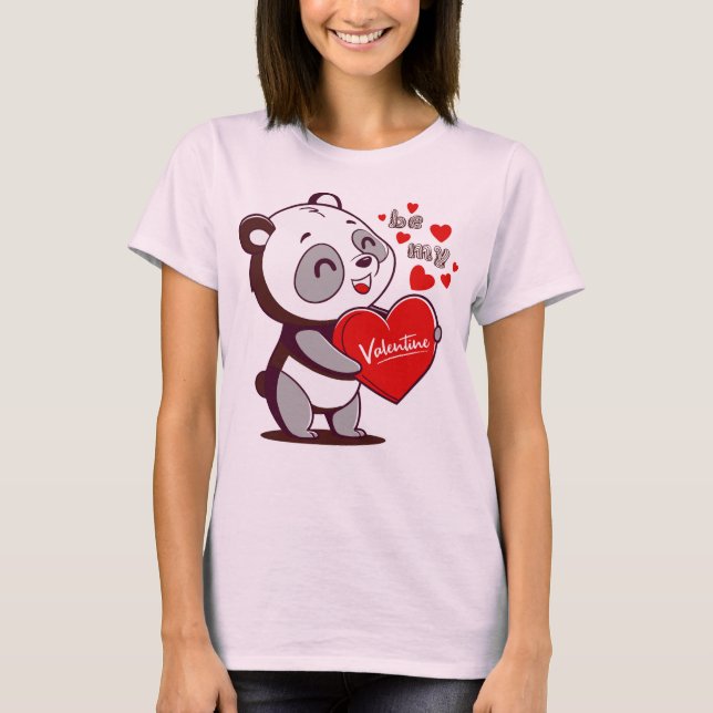 Seien Sie mein Valentine mit Panda T - Shirt & Acc (Vorderseite)