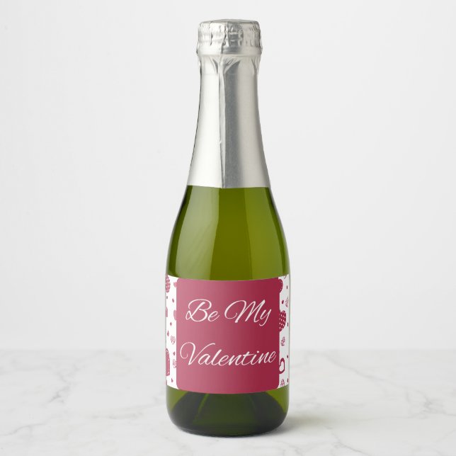 Seien Sie mein Valentine Red Sparkling Wine Label (Vorderseite)
