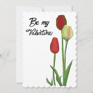 Seien Sie mein Valentine Red & Yellow Tulpendesign Feiertagskarte