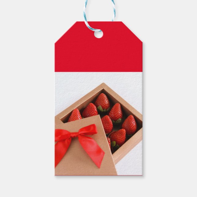 Seien Sie mein Valentine Strawberry Red Bogen Box Geschenkanhänger (Vorderseite)