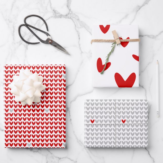 Seien Sie mein Valentiner Strick Herz Geschenkpapier Set (Vorderseite)