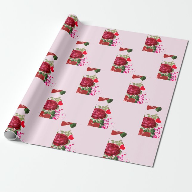 Seien Sie mein Valentinstag Rote Rosen Geschenkpapier (Ungerollt)