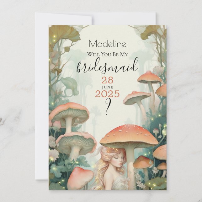 Seien Sie mein verzaubertes Waldland mit Bridesmäd Einladung (Vorderseite)
