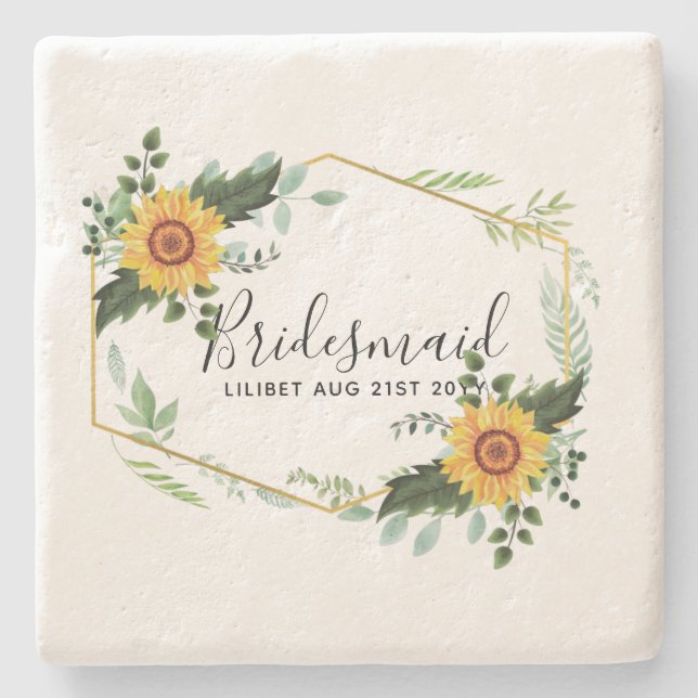 Seien Sie meine Bridesmaid Blumenmädchen Maid Ehre Steinuntersetzer (Vorderseite)