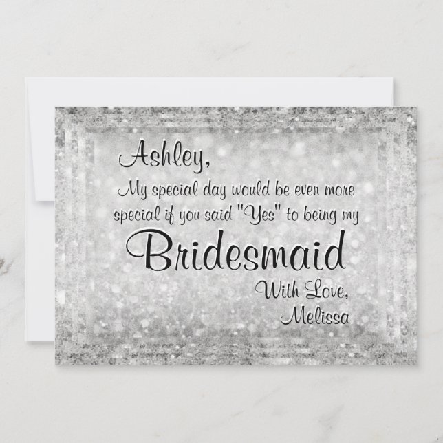Seien Sie meine Bridesmaid Diamond Glitzer Look Einladung (Vorderseite)