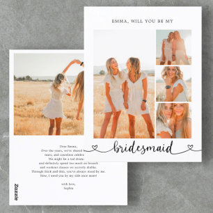 Seien Sie meine Bridesmaid Foto Collage Herzkallig Postkarte