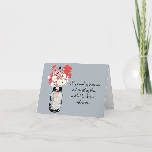 Seien Sie meine Bridesmaid - Mason Jar & Wildblume Einladung (Vorderseite)