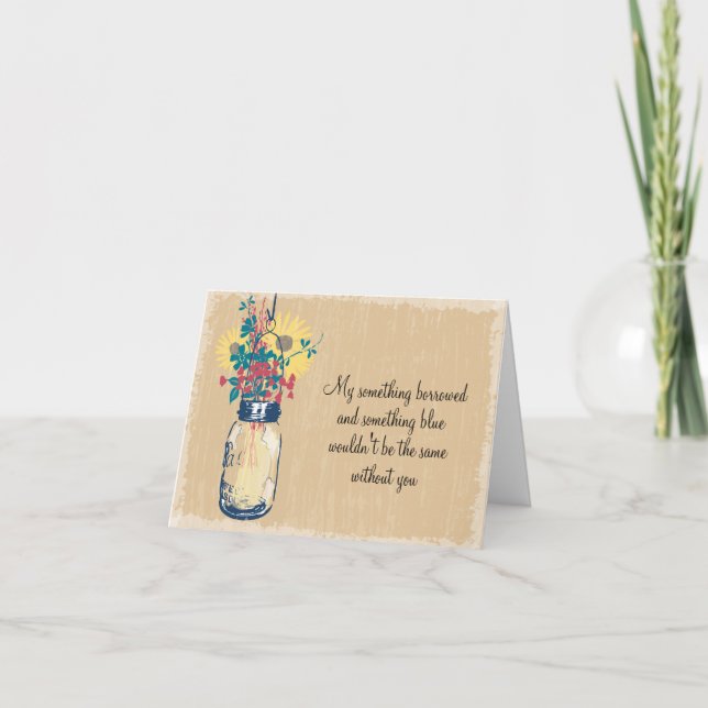 Seien Sie meine Bridesmaid - Mason Jar & Wildblume Einladung (Vorderseite)