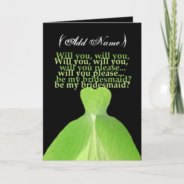 Seien Sie meine Bridesmaid mit KELLY GREEN Gown Einladung (Vorderseite)