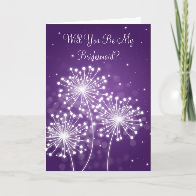 Seien Sie meine Bridesmaid Sommersparkle Lila Einladung (Vorderseite)