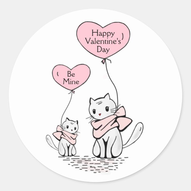 Seien Sie meine glücklichen Valentinstag Katzen &  Runder Aufkleber (Vorderseite)