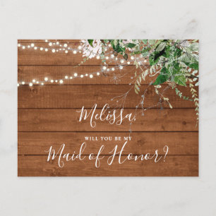Seien Sie meine Trauzeugin Boho Woodland Greenery Einladungspostkarte