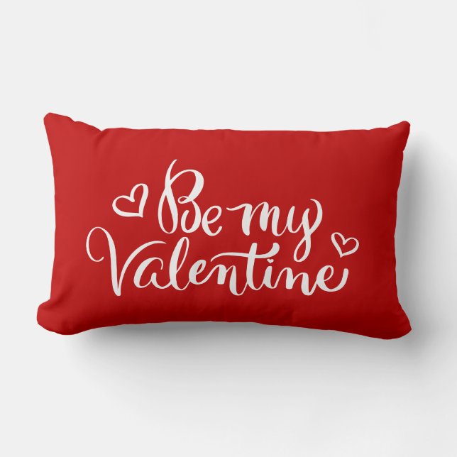 Seien Sie meine Valentine Brush-Kalligrafie Lendenkissen (Vorderseite)