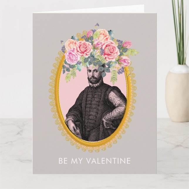SEIEN SIE MEINE VALENTINE Coole Typ-Blumenkarte Dankeskarte (Vorderseite)