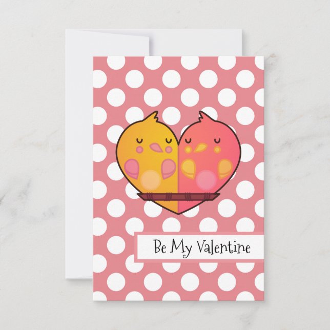 Seien Sie meine Valentine Love Birds Flat Valentin Dankeskarte (Vorderseite)