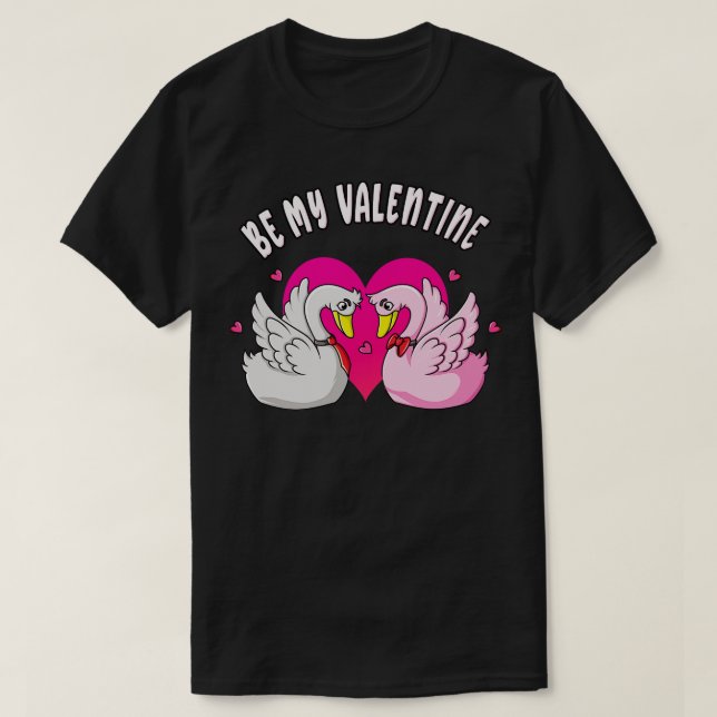 Seien Sie meine Valentine Niedlich Swans Liebe T-Shirt (Design vorne)