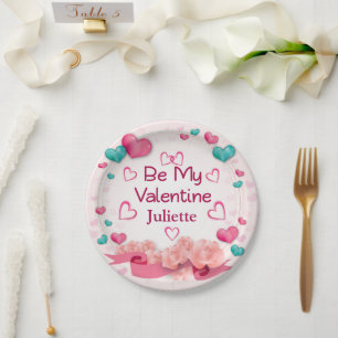 Seien Sie meine Valentine Personalisiert Paper Tel Pappteller