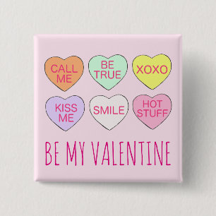 Seien Sie meine Valentine Pink Pastel Liebe Süßes  Button