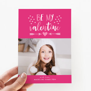Seien Sie meine Valentine Pink Valentinstag Fotoka Feiertagskarte