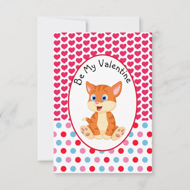 Seien Sie meine Valentine Striped Kitten Child Car RSVP Karte (Vorderseite)