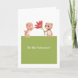 Seien Sie meine Valentine Teddybären mit Blume Feiertagskarte