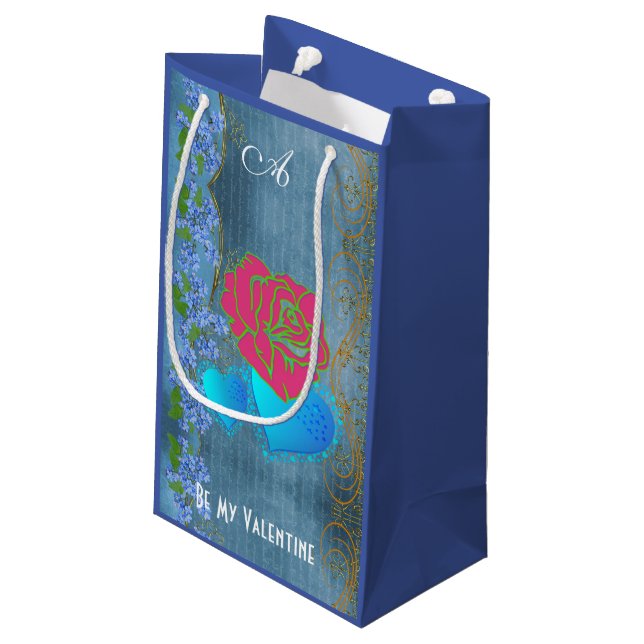 Seien Sie meine Valentinin Romantische Rose, die H Kleine Geschenktüte (Rückseite Schrägansicht)